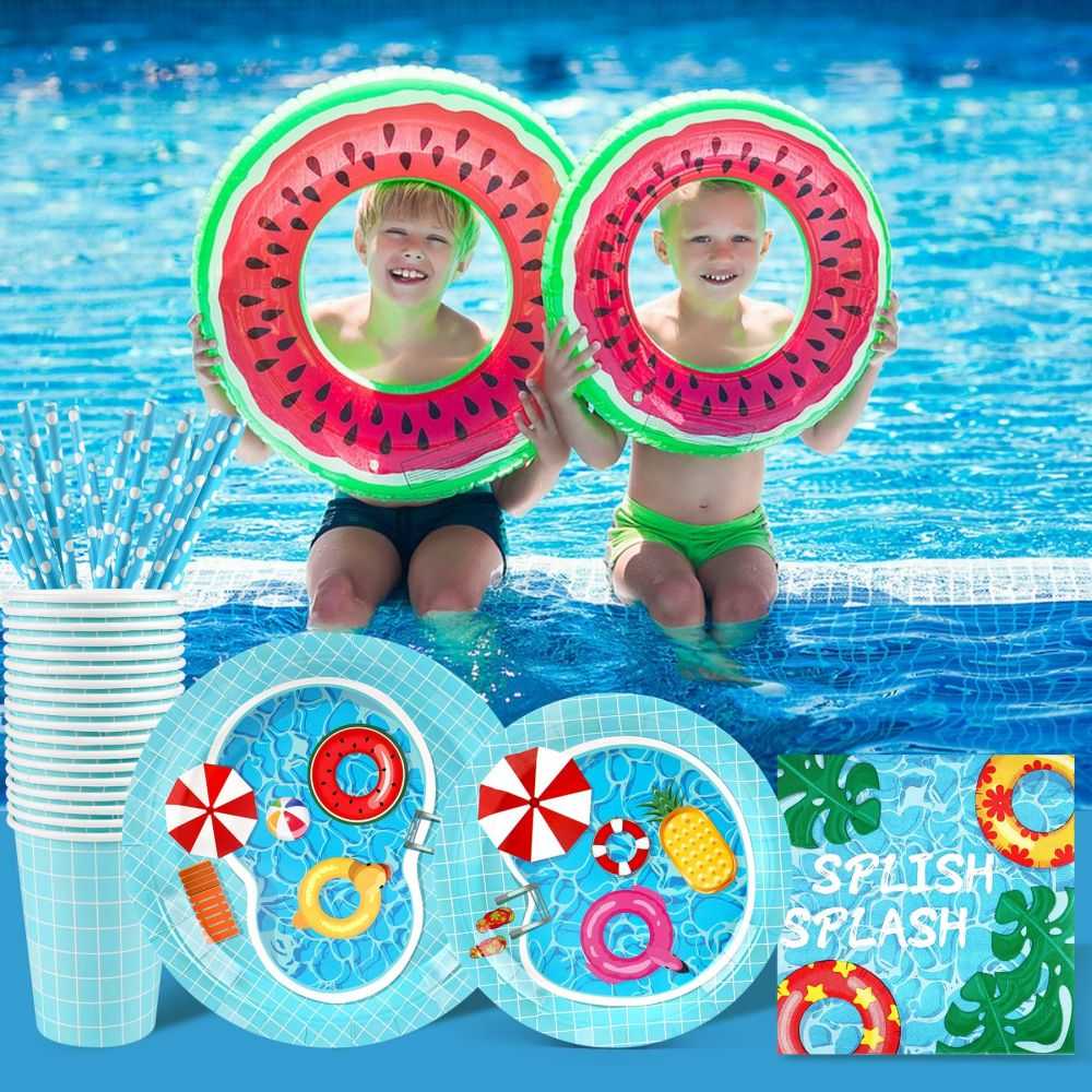Pool Party Disposable tableware set for kids pool party games
