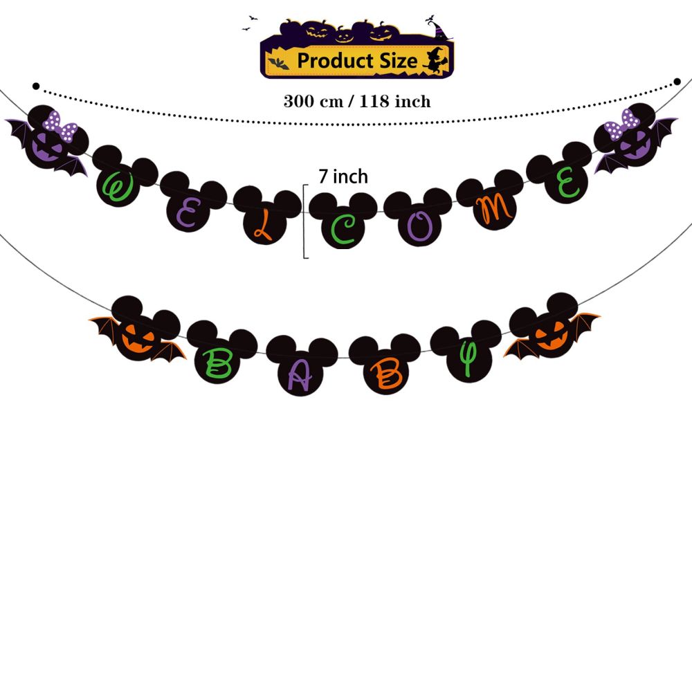 Product Size about Mouse Welcome Baby Halloween Banner
