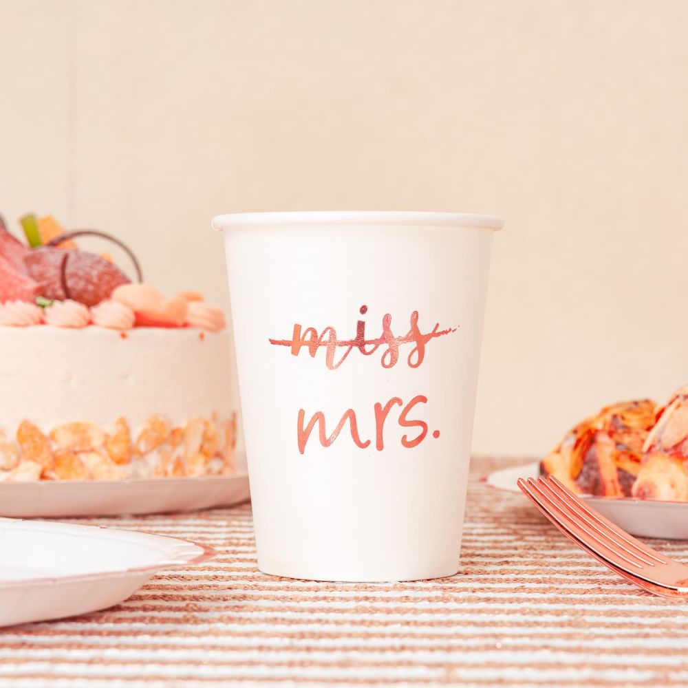 Rose Gold Miss to Mrs Paper Cups