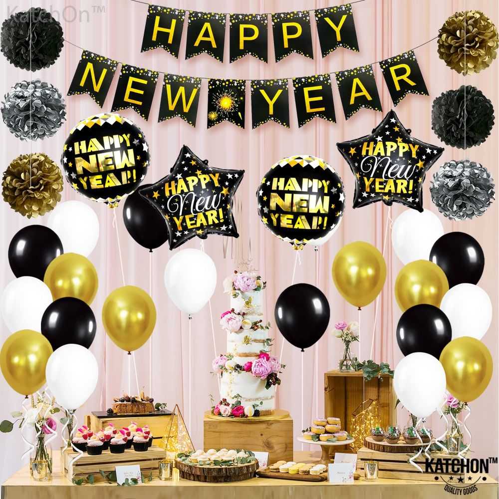 Shiny Gold Happy New Year Decorations