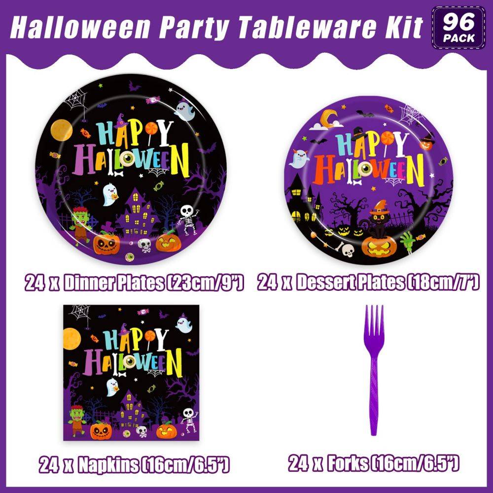 Size information about Halloween Party Plates and Napkins Set