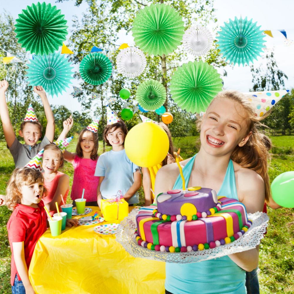 St.Patrick's decoration with green decorative fans for party outdoor