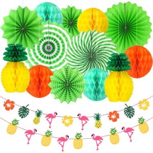 Summer Hawaiian Party Decorations Set Tropical Flamingo Banner Party Decorations
