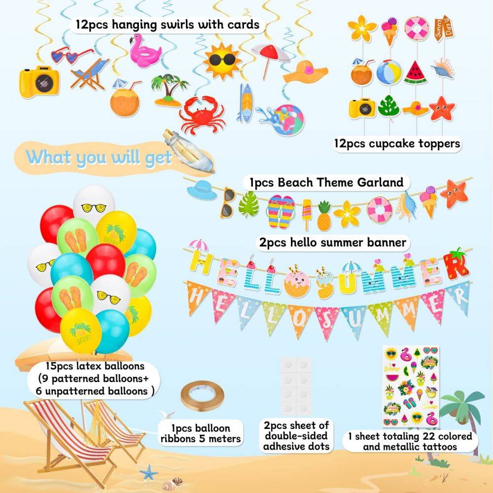 Summer Party Decor Beach Themed Party Supplies Set