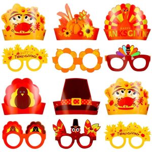 Thanksgiving Turkey Hat Eyeglasses Set for Fall Party Cosplay Costume Accessories