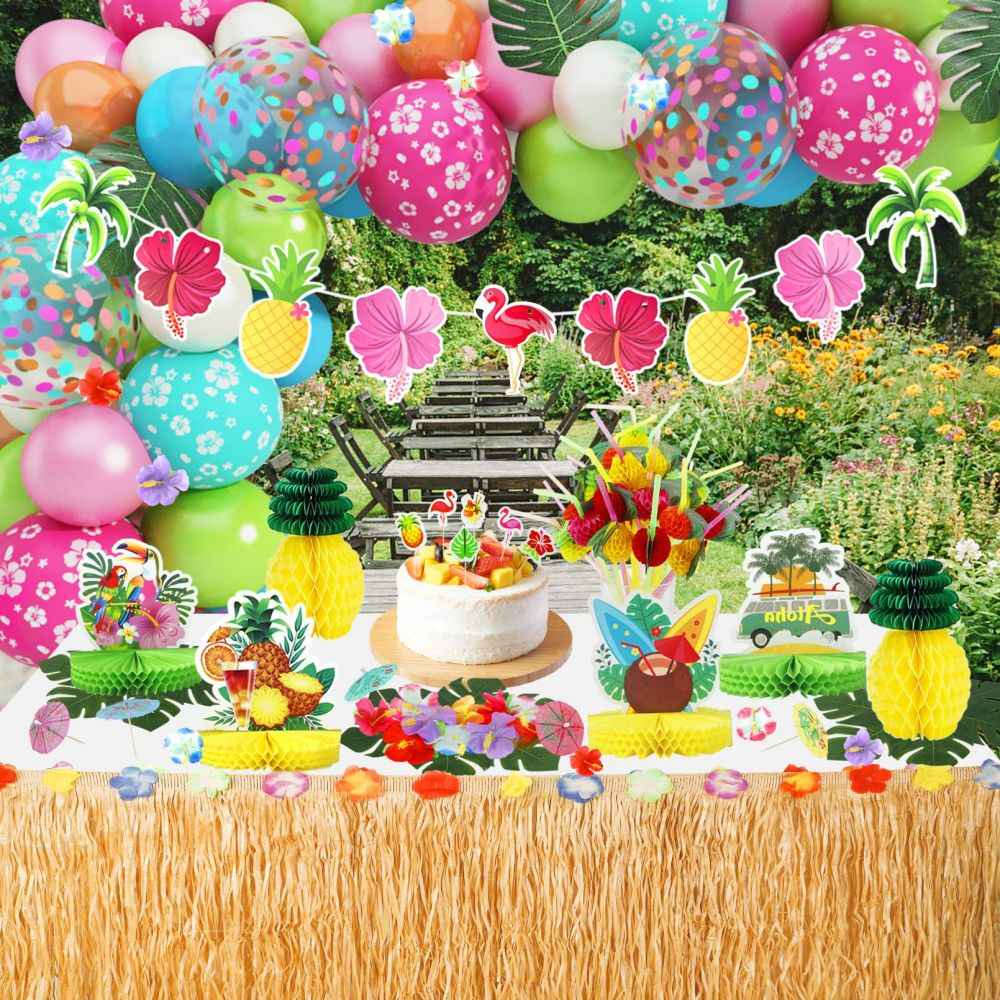 Tropical Aloha Summer Beach party supplies set outdoor