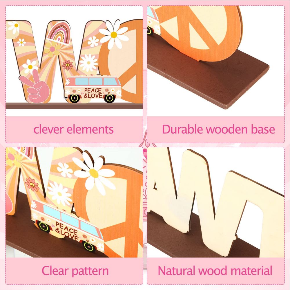 Two Groovy Wooden Centerpiece Party Table Decoration