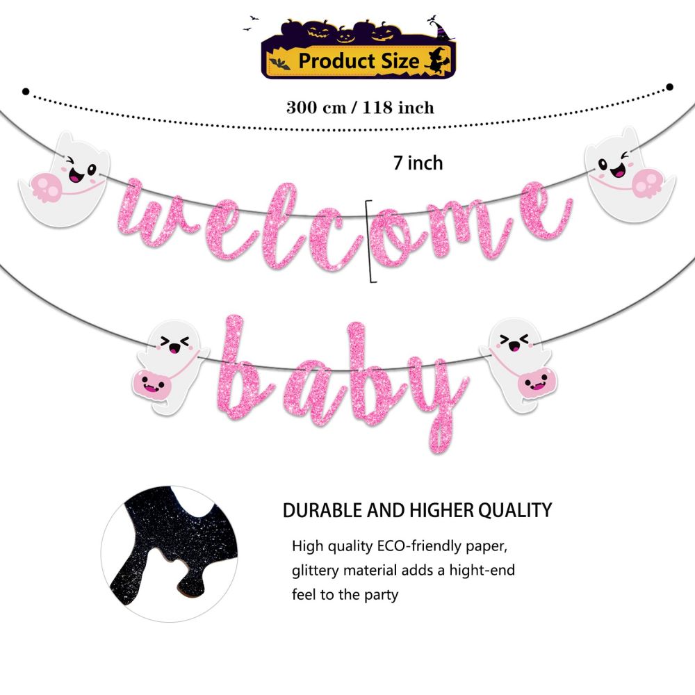 Welcome Baby Halloween Nightmare Party Banner size details