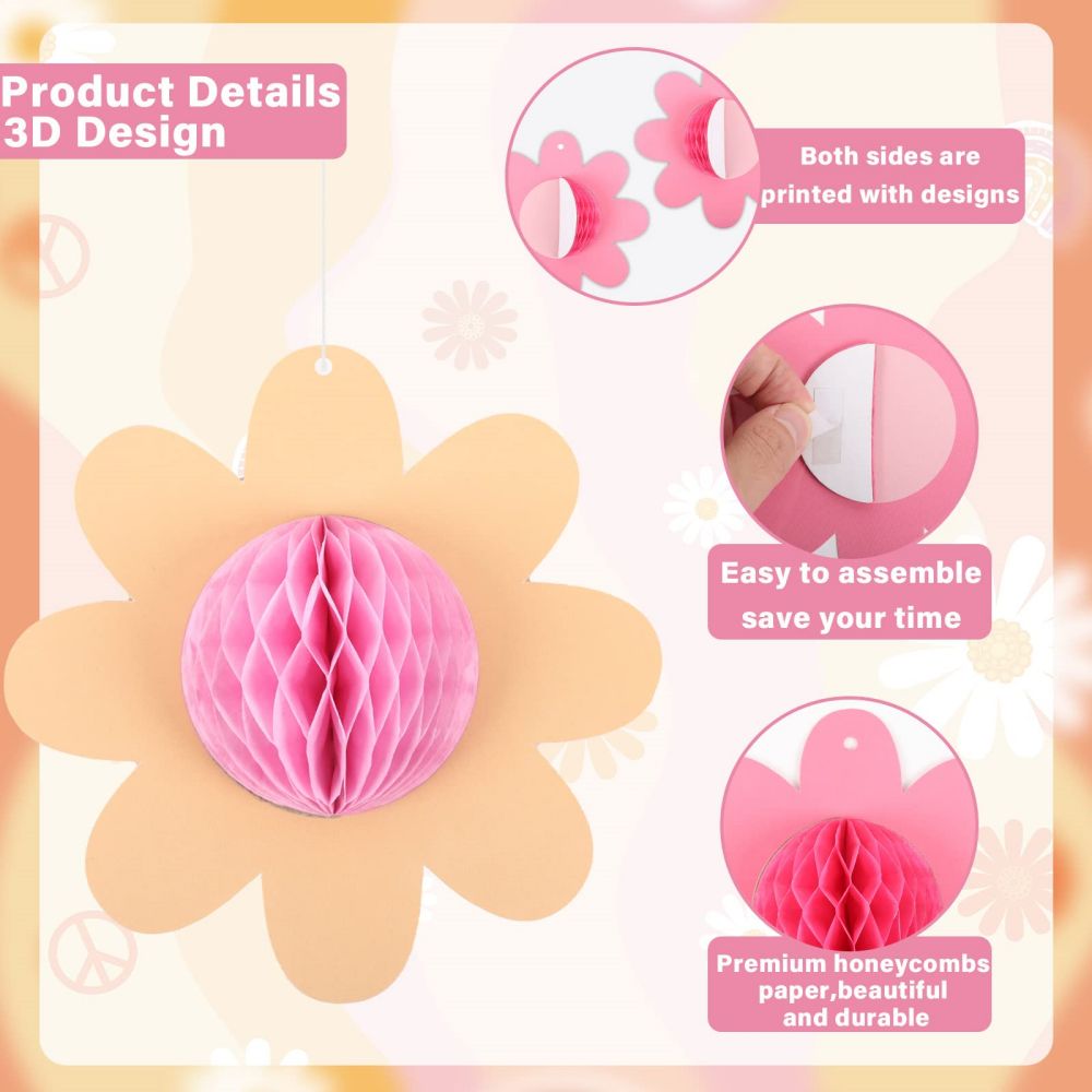 details about 3D Daisy Flower Hanging Paper Honeycomb