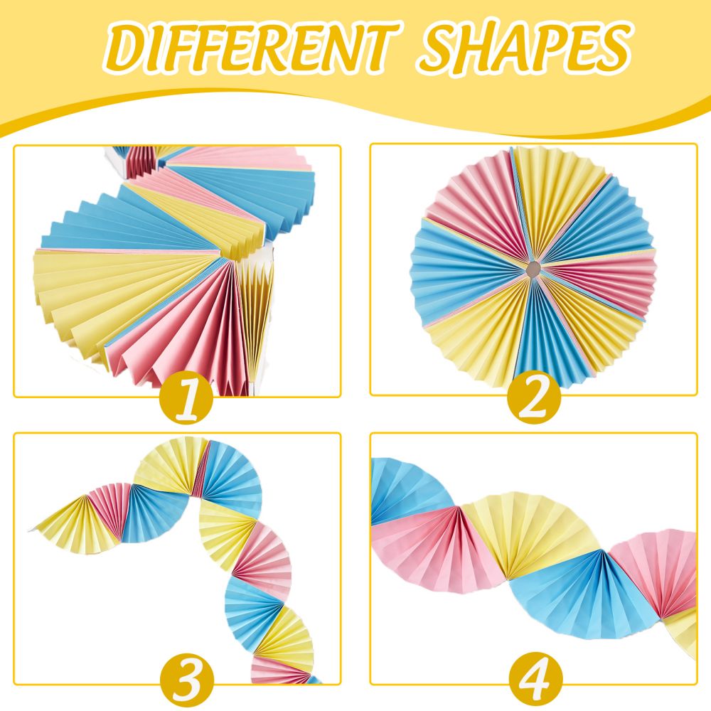 different shapes and uses for paper fan garland