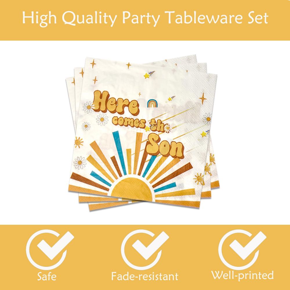 high quality here comes the son party napkins for baby shower