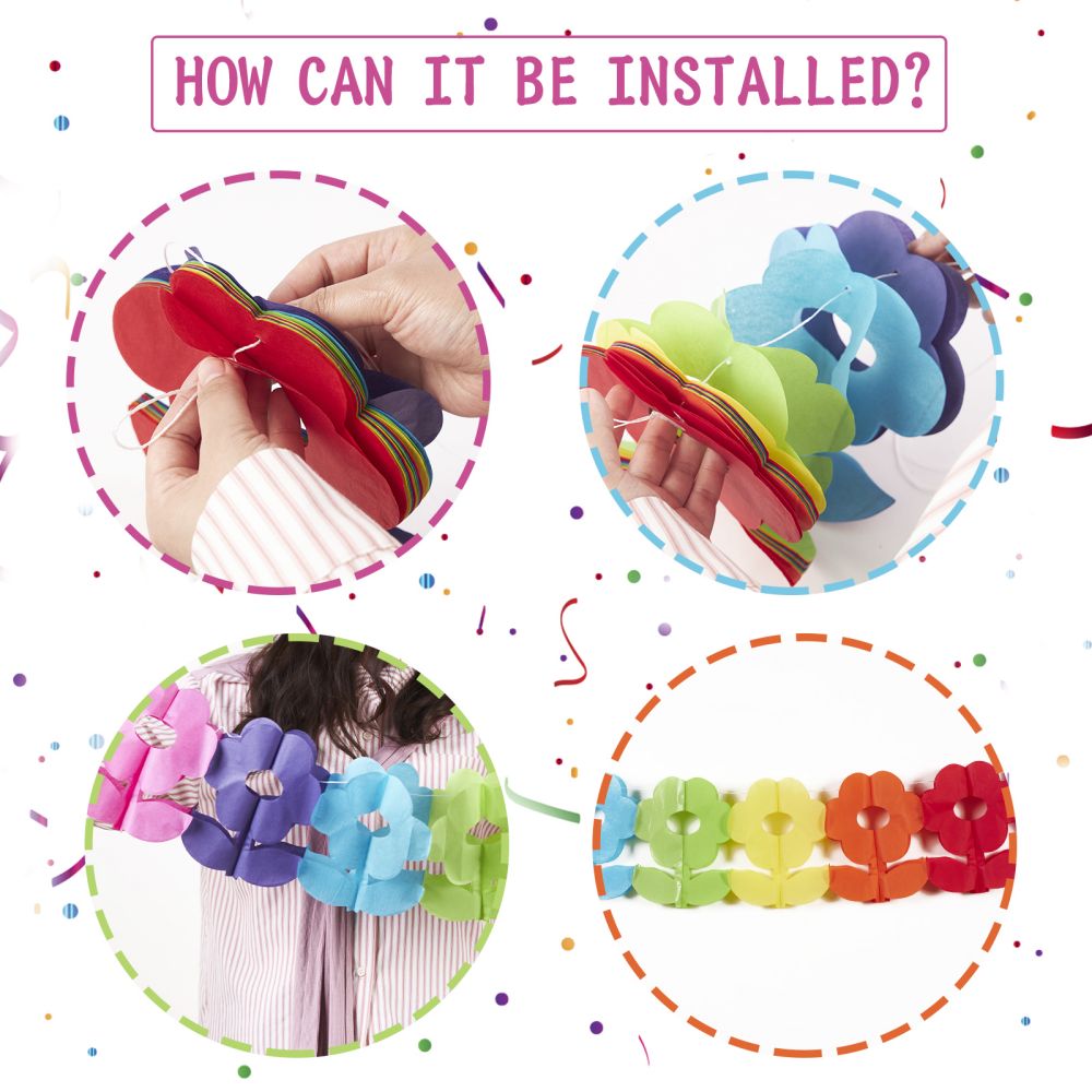 installation for rainbow paper garland