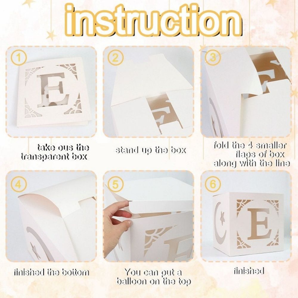 instruction for Eid Mubarak paper boxes centerpieces