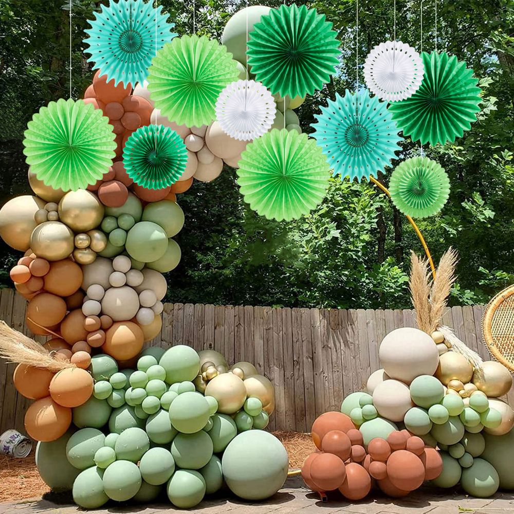 green paper fan outdoor decoration