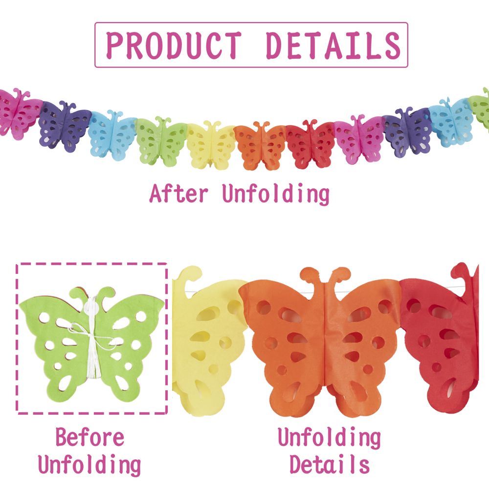 product details about butterfly shape rainbow paper garland