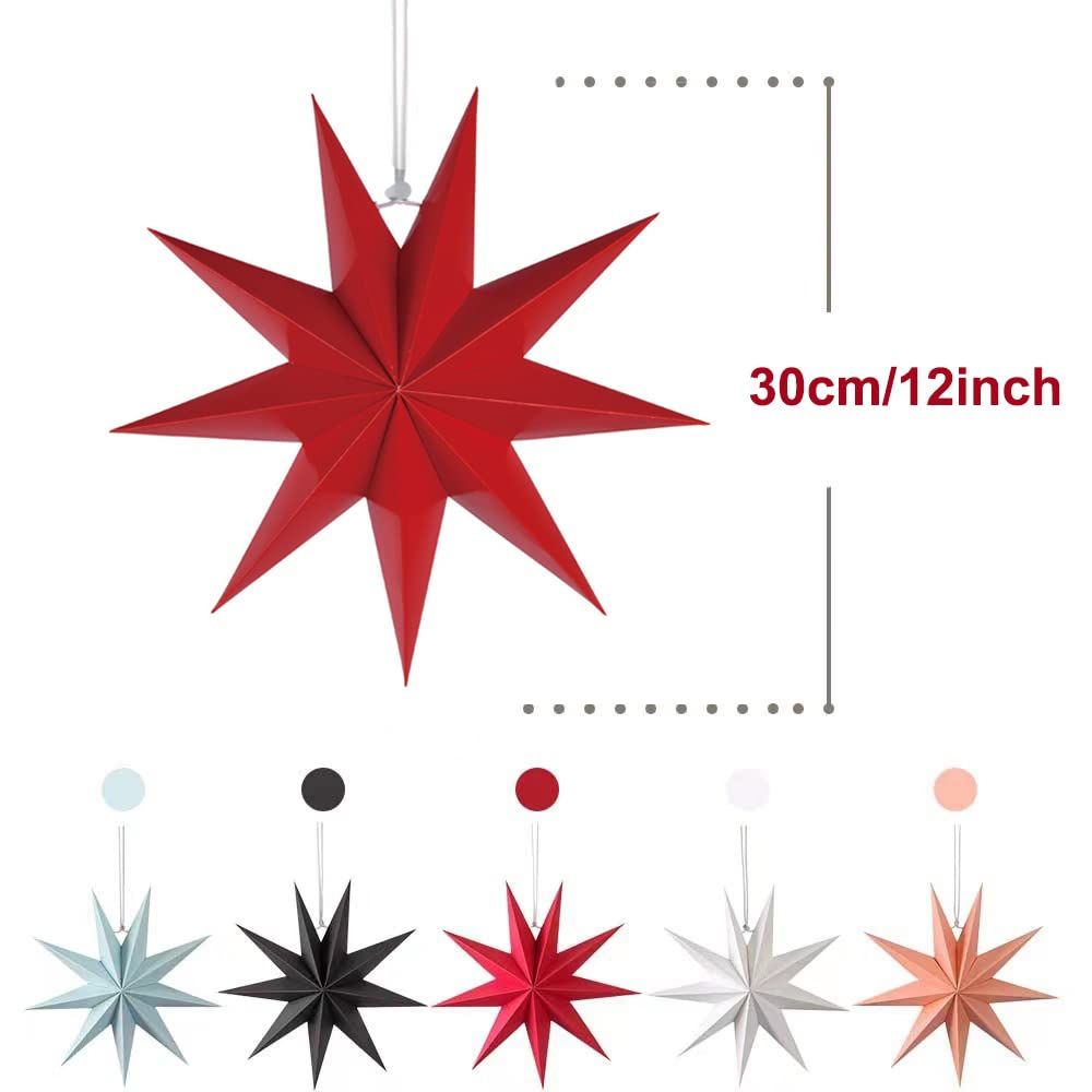 red 9 Pointed Paper Star Lanterns with a diameter of 30cm