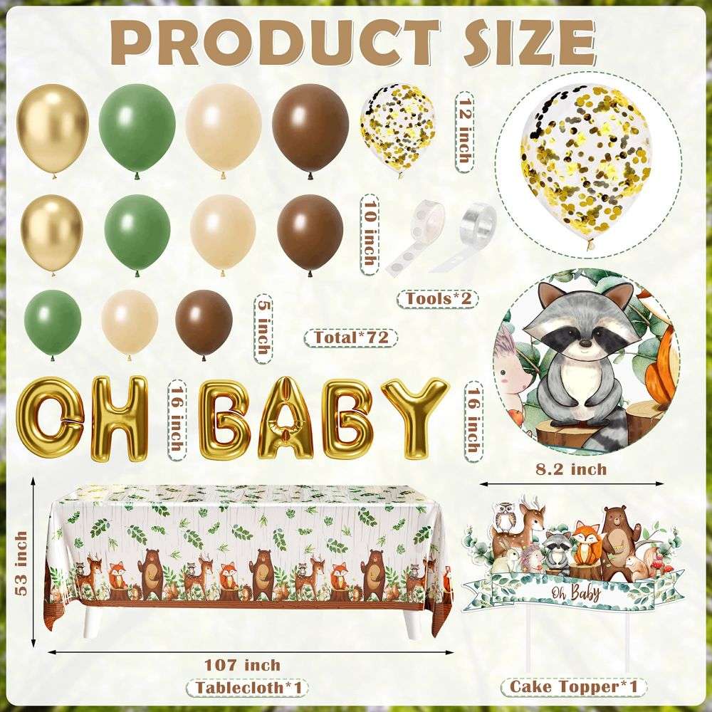 size details for Party Ideas Set 106 Pcs