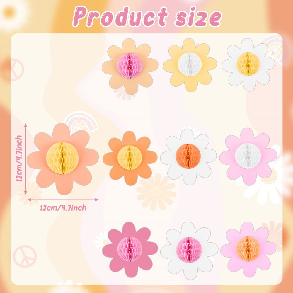 size information about Daisy Flower Hanging Paper Honeycomb