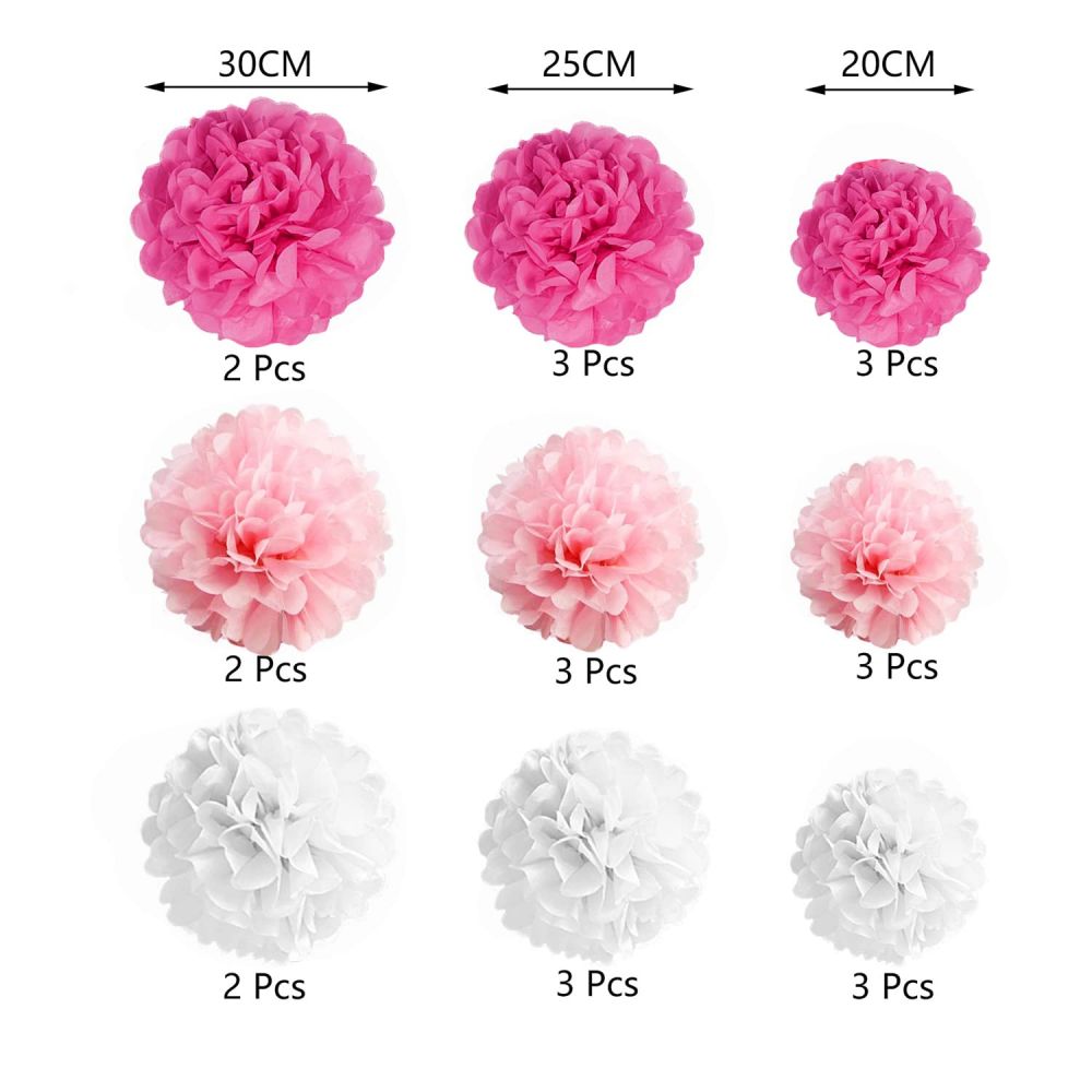 size information about Flowers Tissue Paper Pompoms