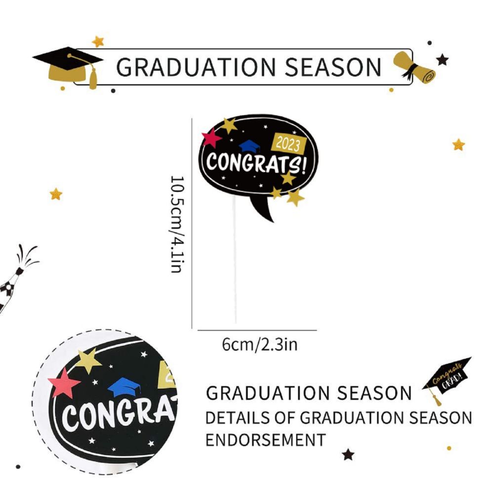 size information about Graduation Cupcake Toppers 2023 Graduation Decotaions