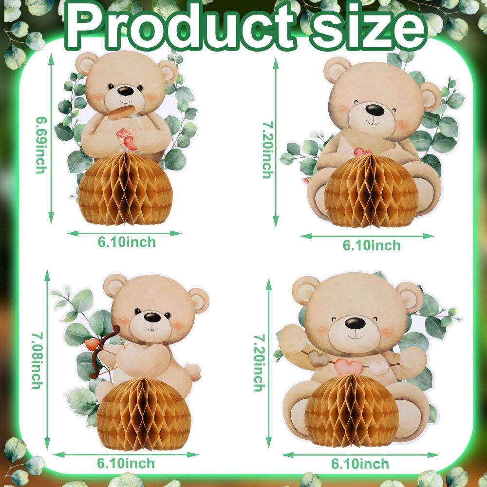 size information anout Bear Baby Shower Paper Centerpieces