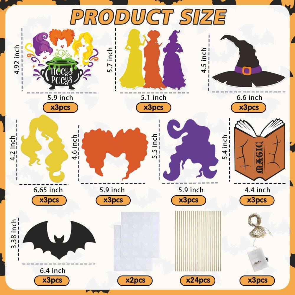 size information for Hocus Pocus Centerpiece Table Decorations