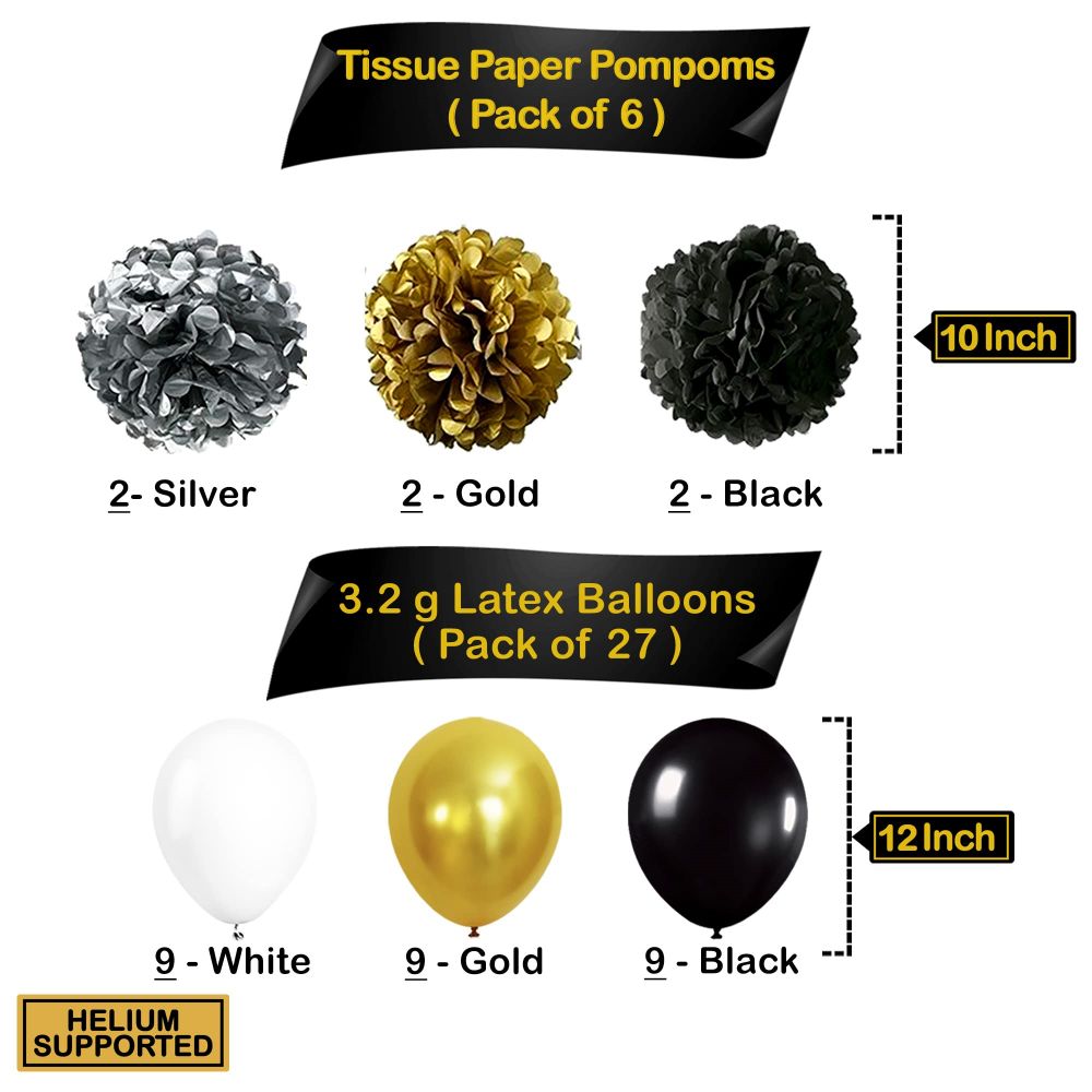 size information for Shiny GoldNew Years Eve Party Supplies