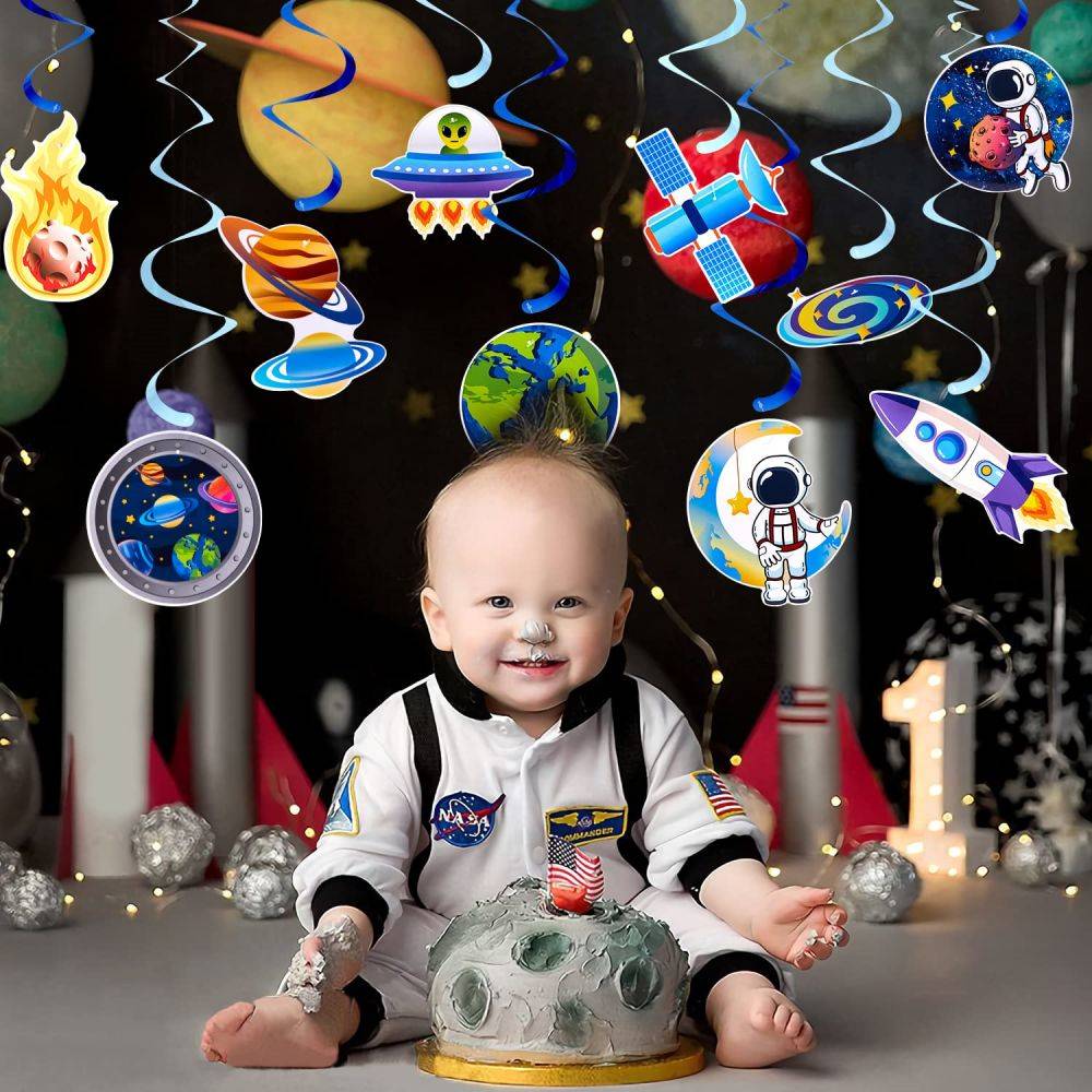 universe space theme swirls for baby shower party