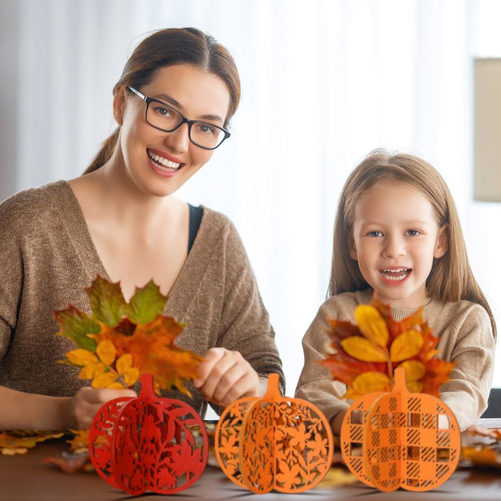 wooden pumpkin table centerpieces for family party decorations