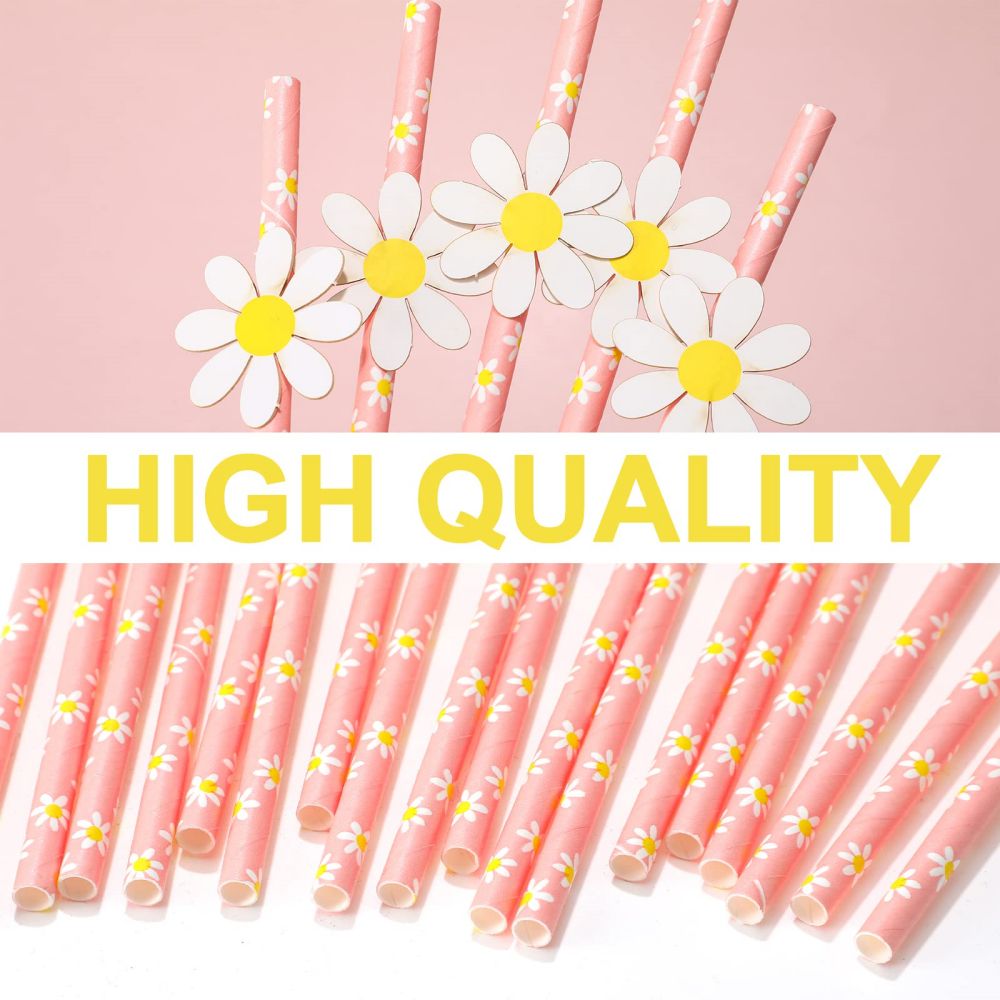100 Pcs Daisy Paper Straws with high quality