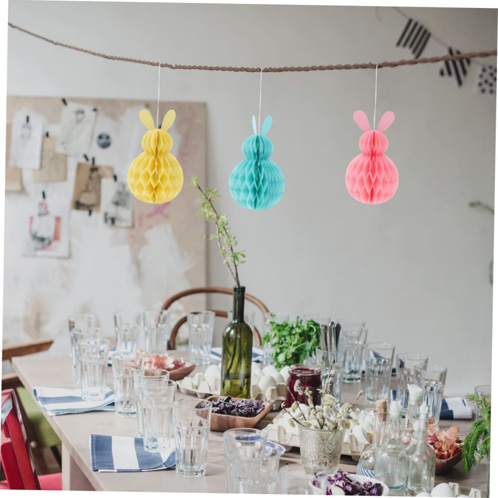 3 colors bunny decorations for dinner decorations