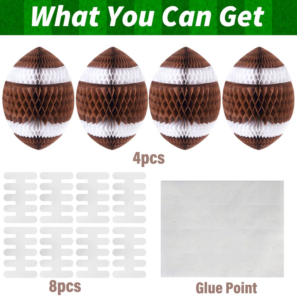 4pcs Football Party Honeycomb Hanging Decorations 3D Football Honeycombs