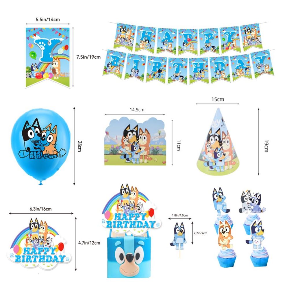 Birthday Balloons Sets, Dog Cartoon Themed Balloons Decoration Sets Size Information