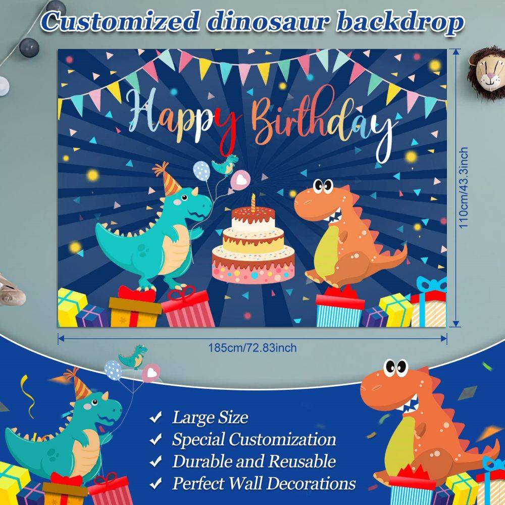 Blue Dinosaur Themed Party Backdrop