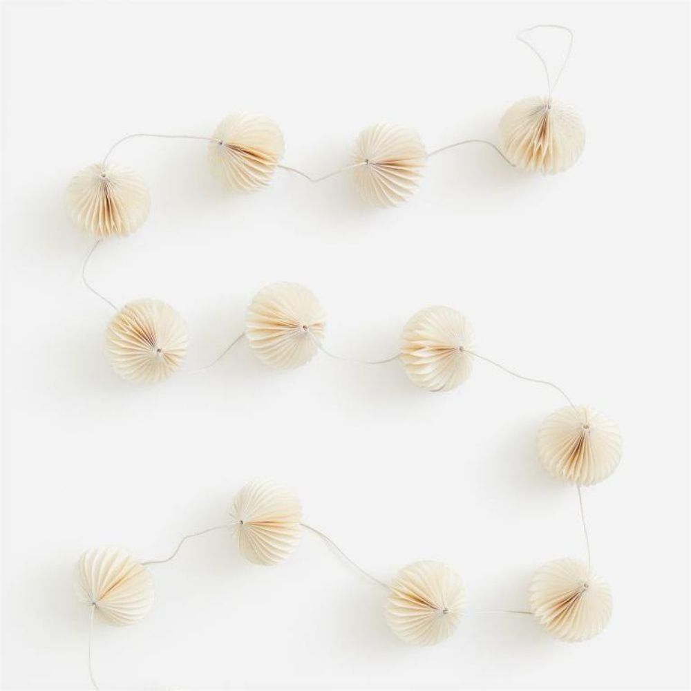 Cream Glittery Garland Paper Honeycomb
