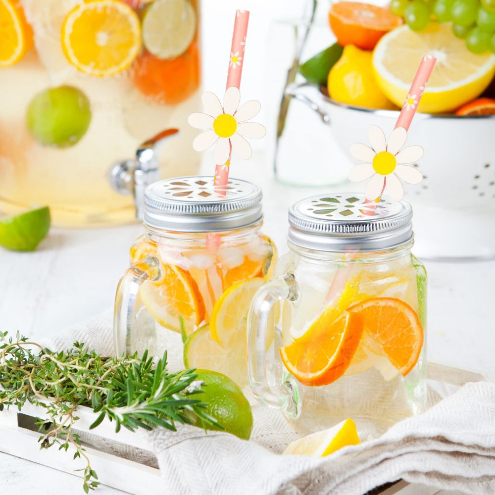 Daisy Paper Straws for drinks