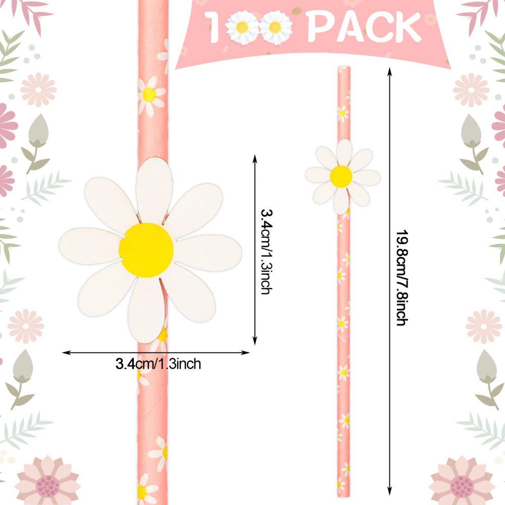 Daisy Paper Straws size information
