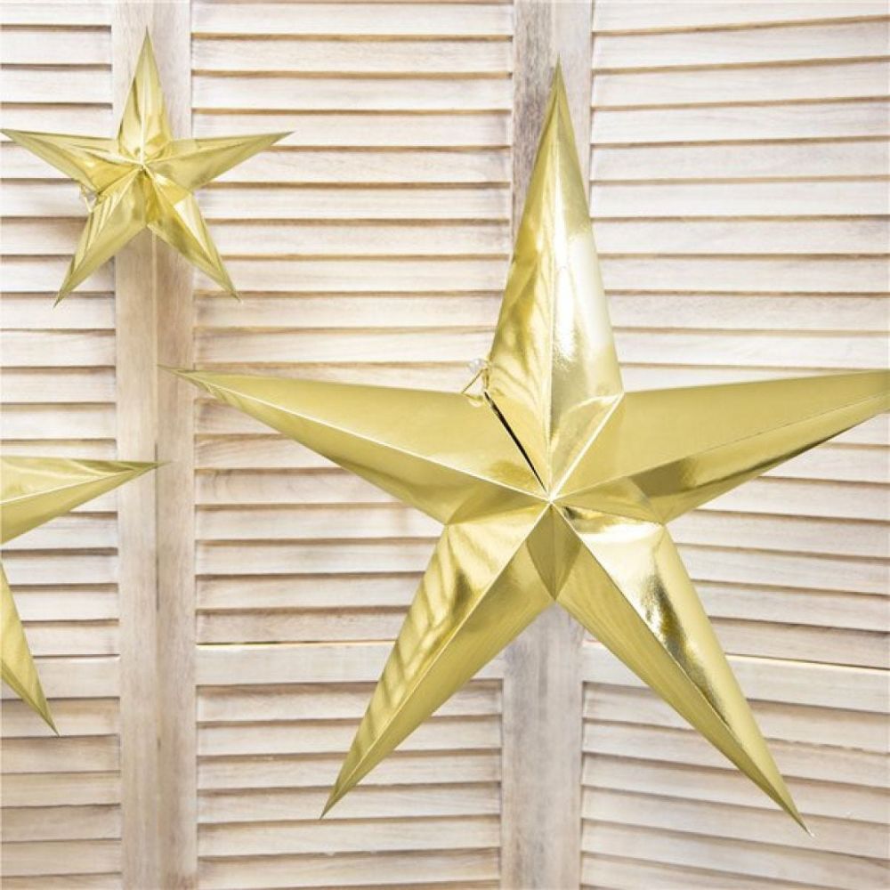 Different Size of Gold Paper Star Decorations Party Decorations