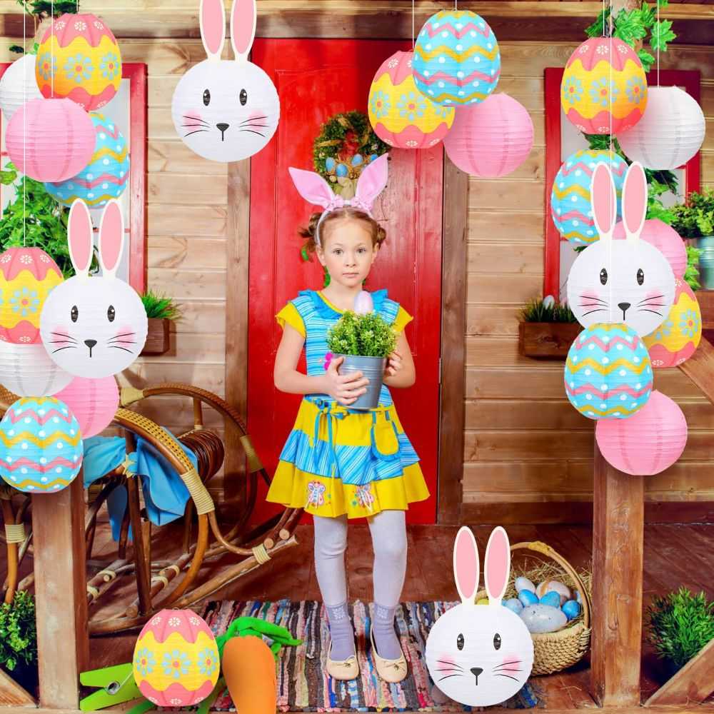 Easter bunny and Easter egg paper lanterns for home decor