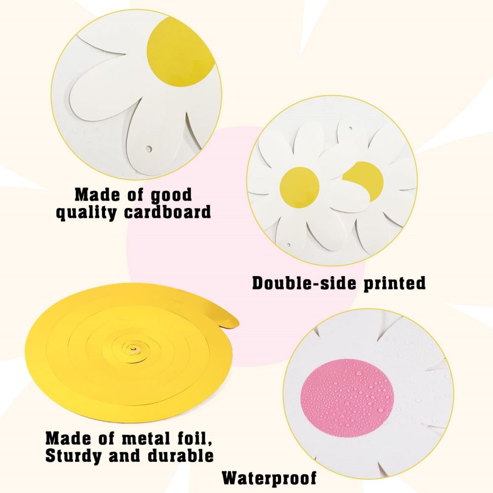 Foil Swirls Ceiling Hanging Decor Daisy Flower Cutouts Party Supplies