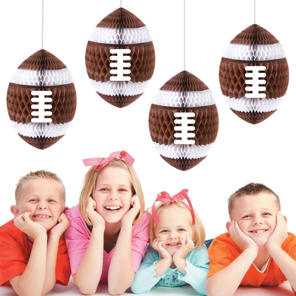 Football Party Honeycomb Hanging Decorations 3D Football Honeycombs with Kids