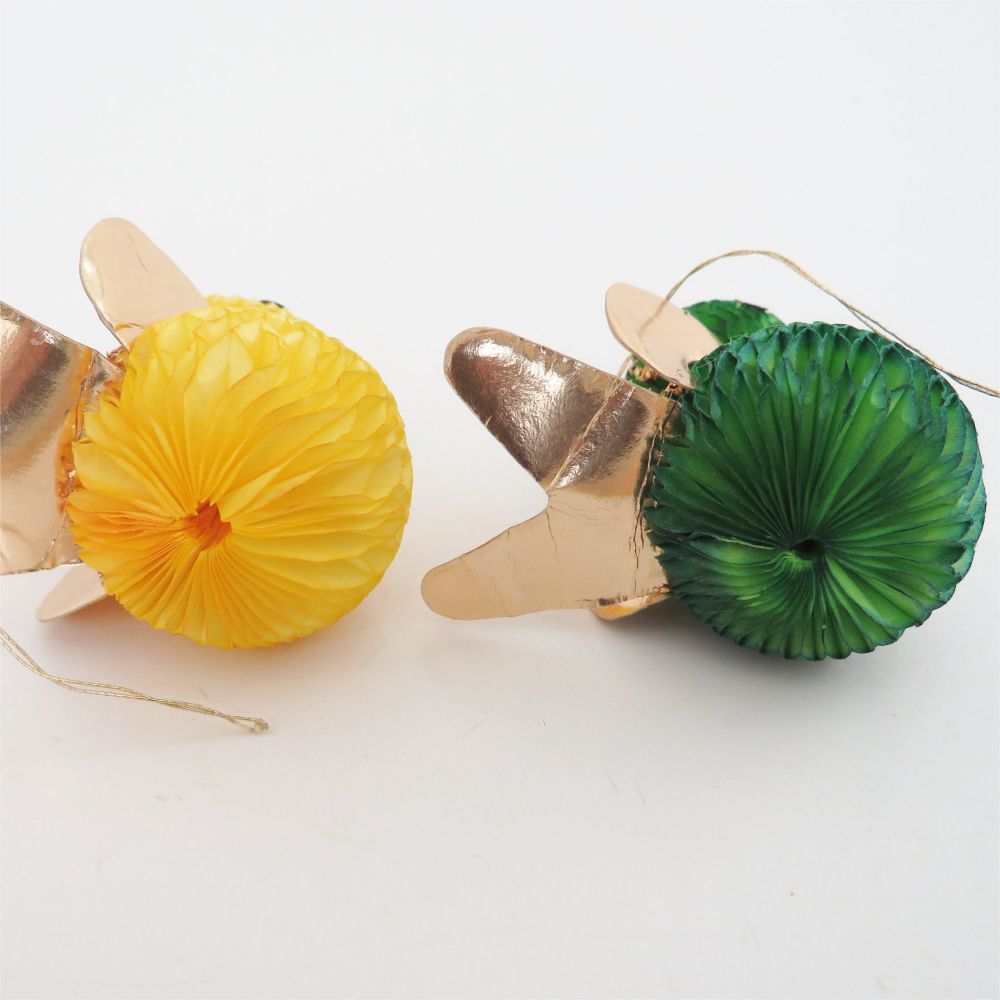Green and Yellow Christmas Bird Ornaments