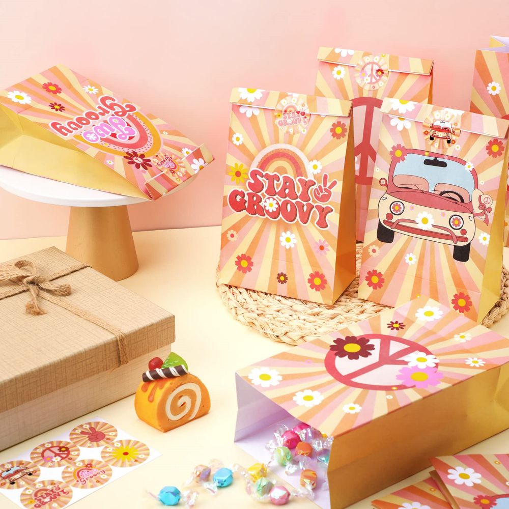 Groovy Boho Hippie Party Favors Bags with Stickers