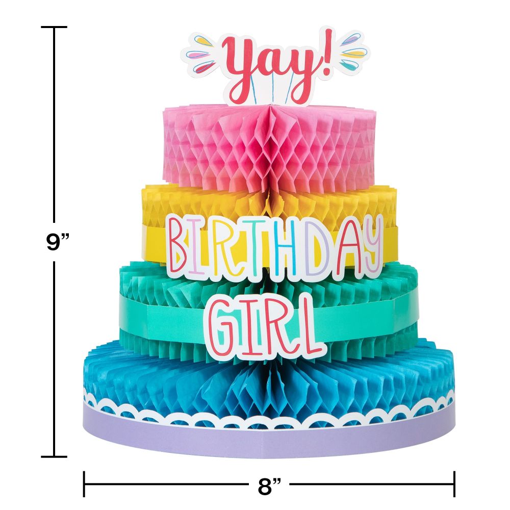 Multicolor Birthday Honeycomb Centerpiece size information