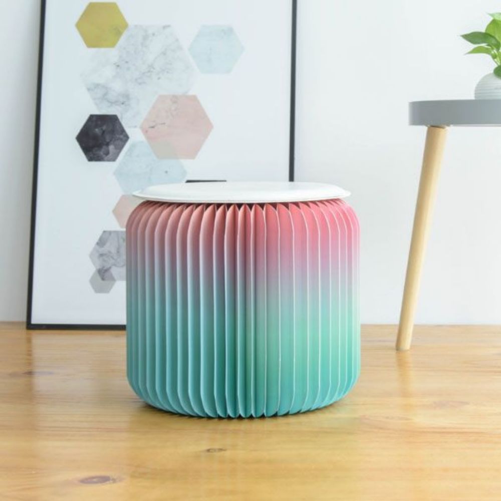 Ombre Foldable Rainbow Kraft Board Ottoman