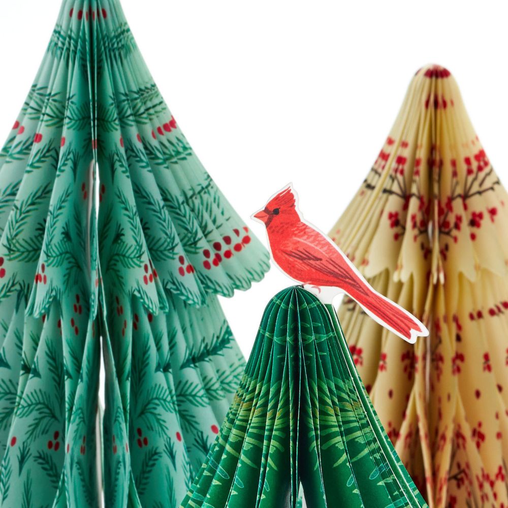 Paper Honeycomb Trees 3D Pop-Up Christmas Decorations