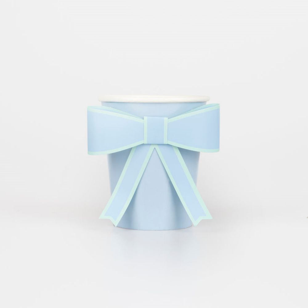 Pastel Blue Bow Cups Disposable Paper Cups for Party
