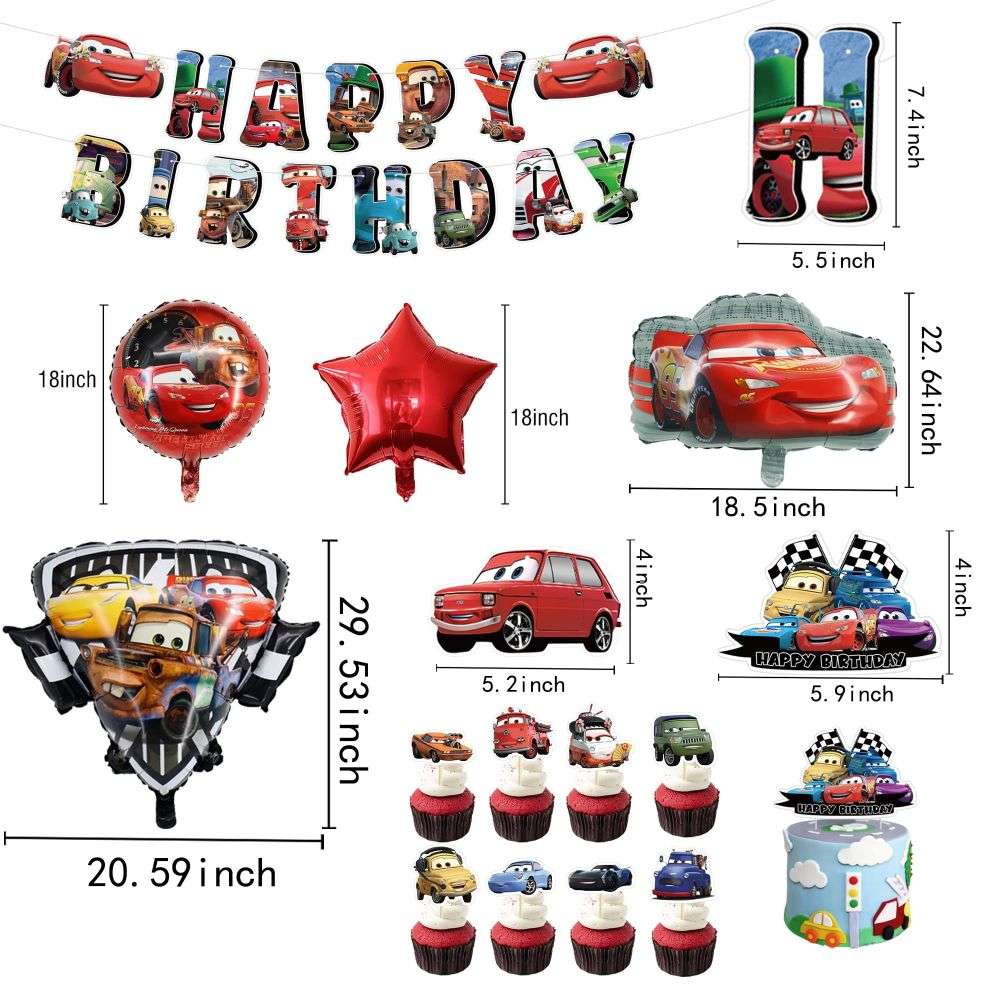 Race Cars Birthday Party Supplies size information