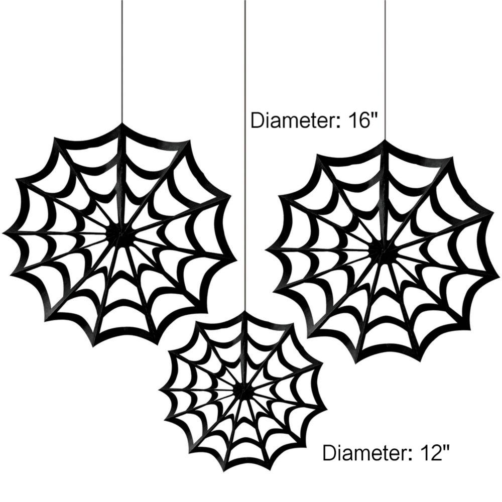Spider Web Paper Fans Black Halloween Decorations