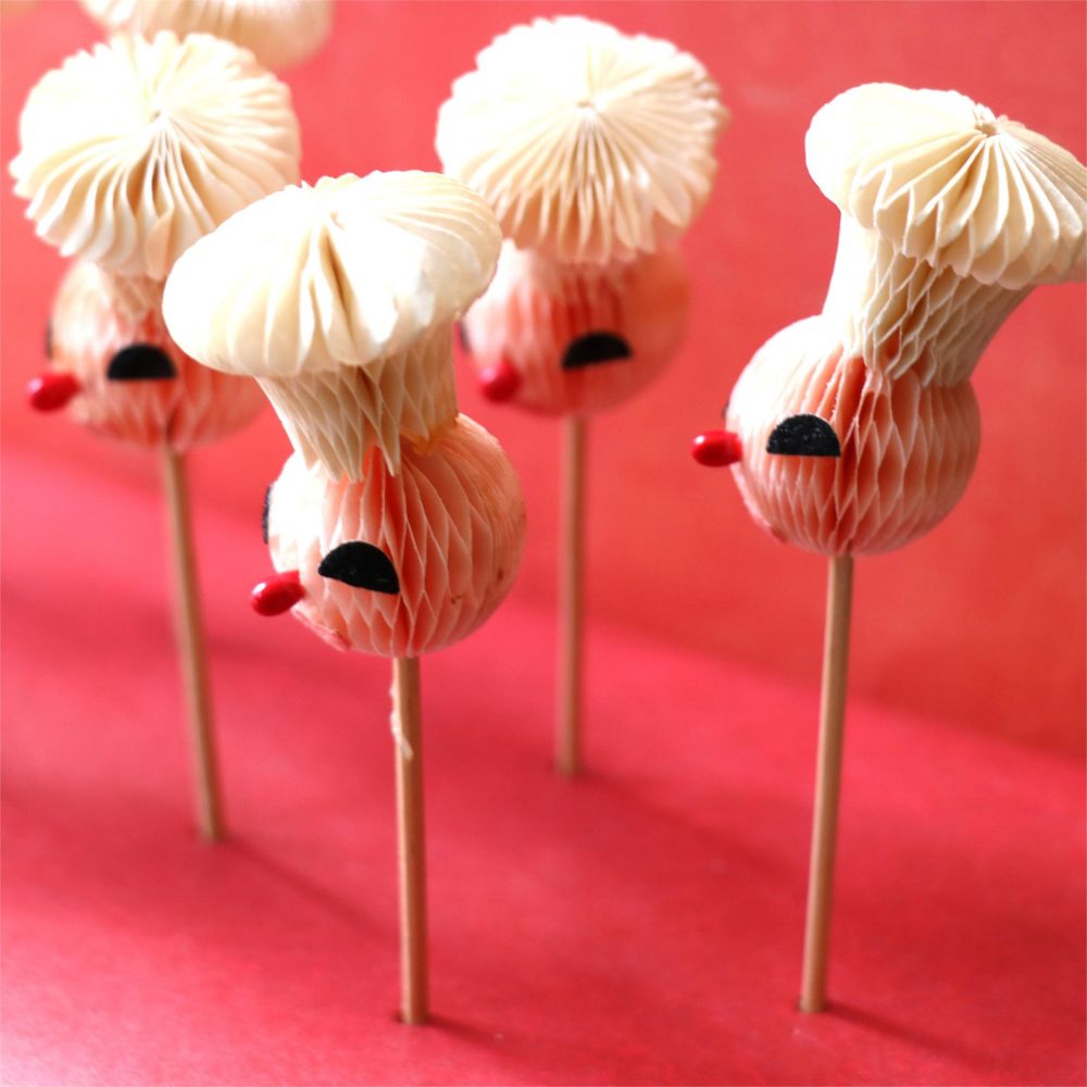 Vintage Honeycomb Paper Cake Toppers